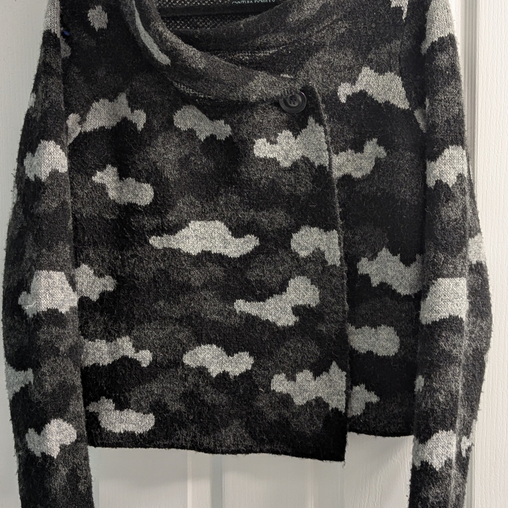 Cynthia Rowley Black and Gray Cowl Neck Sweater